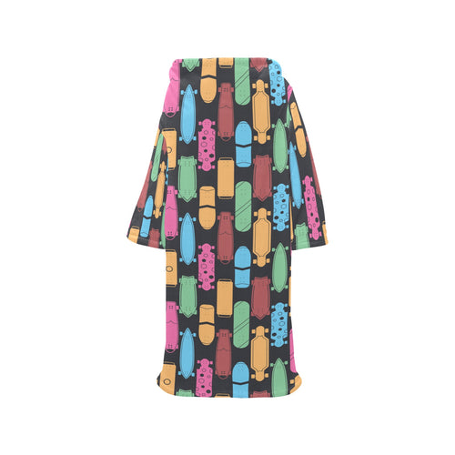 Skate Board Pattern Print Design 02 Blanket Robe with Sleeves