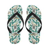 Cute sloths tropical palm leaves white background Unisex Flip Flops