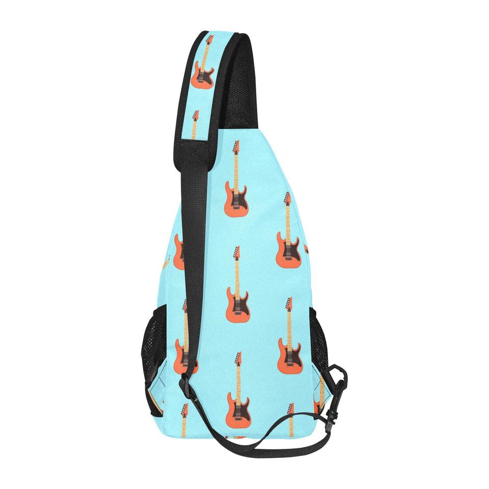 electric guitar pattern light blue background All Over Print Chest Bag