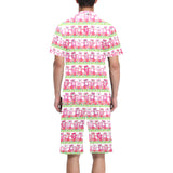 Teddy Bear Pattern Print Design 04 Men's V-Neck Short Pajama Set