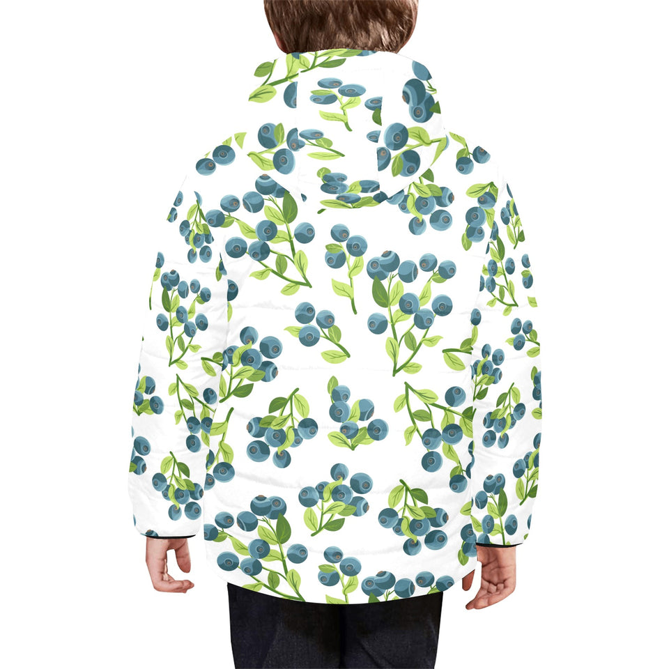 blueberry white background Kids' Boys' Girls' Padded Hooded Jacket