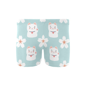 Maneki neko cat sakura Men's Swimming Trunks