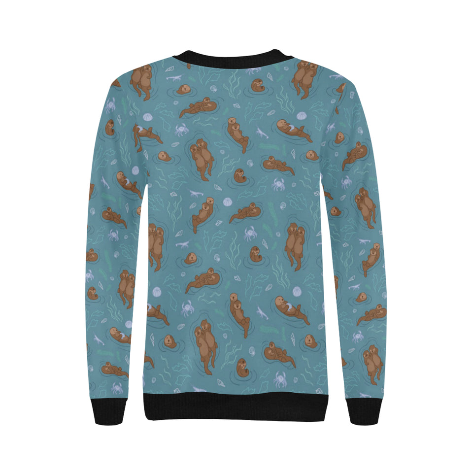 Sea otters pattern Women's Crew Neck Sweatshirt