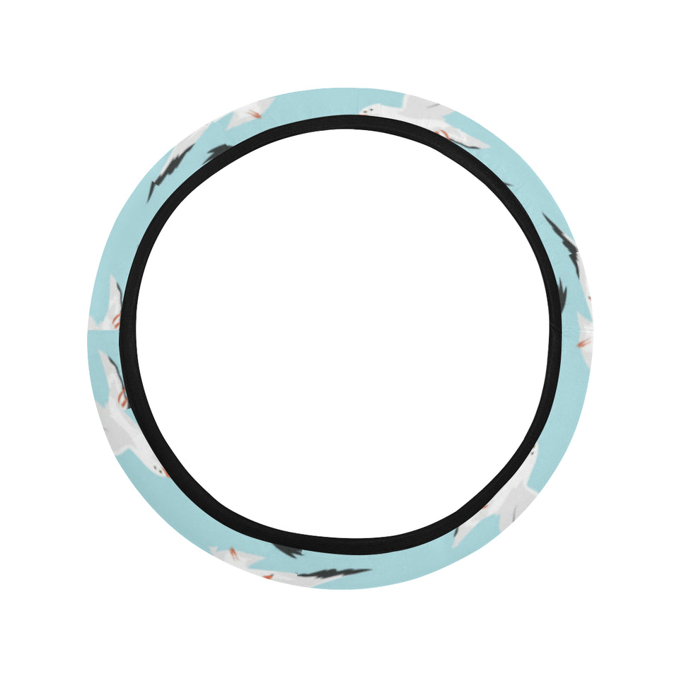 Seagull Pattern Print Design 01 Car Steering Wheel Cover