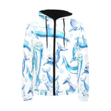 Watercolor dolphin pattern Men's Padded Hooded Jacket