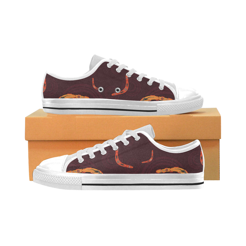 Boomerang Australian aboriginal ornament circle bl Men's Low Top Shoes White