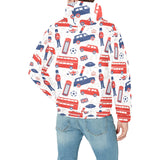 British Pattern Print Design 03 Men's Padded Hooded Jacket