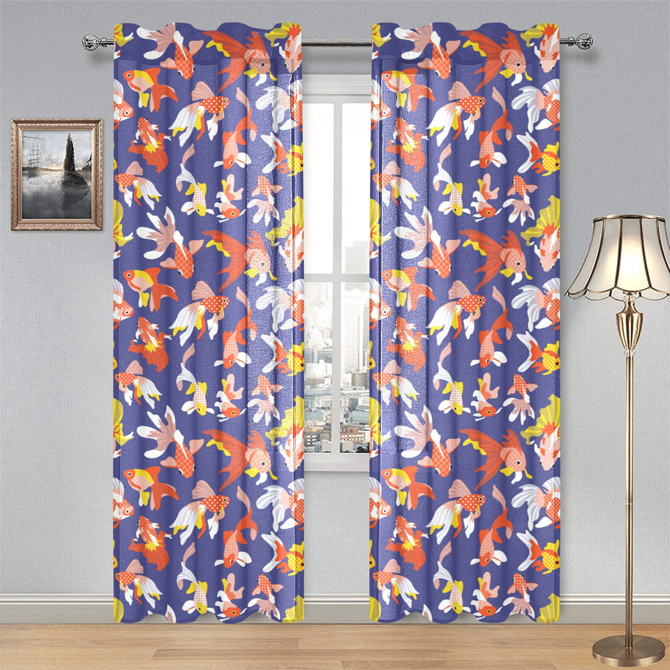 Goldfish Pattern Print Design 04 Gauze Curtain