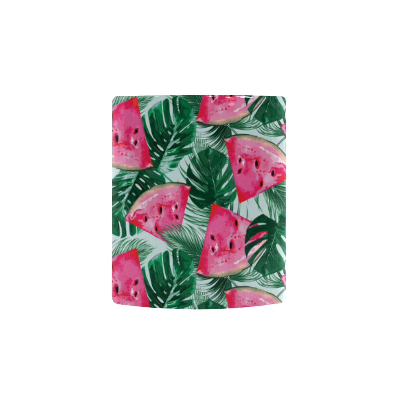 Watermelons tropical palm leaves pattern Morphing Mug Heat Changing Mug