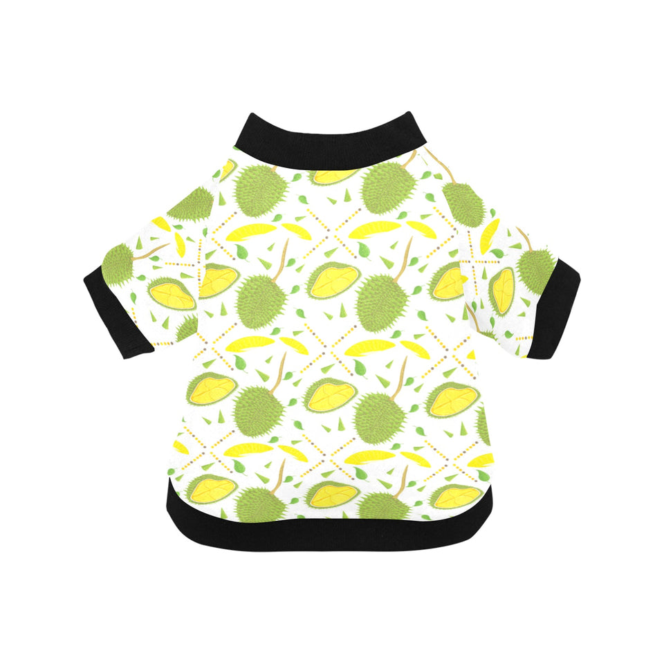 Durian pattern background All Over Print Pet Dog Round Neck Fuzzy Shirt