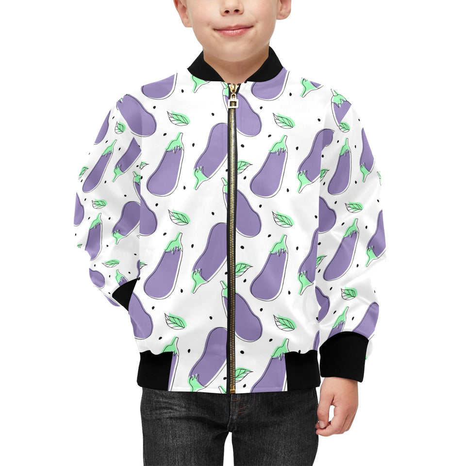Eggplant Pattern Print Design 05 Kids' Boys' Girls' Bomber Jacket