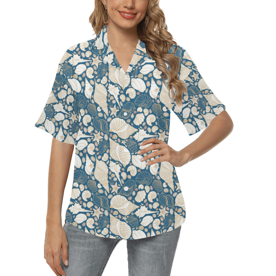 Sea turtle Polynesian Tribal design pattern Women's All Over Print Hawaiian Shirt