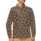 Coffee bean on brown background Men's Long Sleeve Polo Shirt