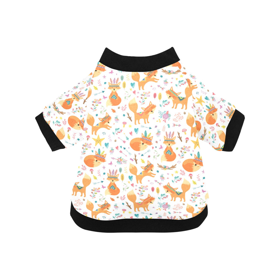cute tribal fox pattern All Over Print Pet Dog Round Neck Fuzzy Shirt