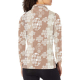 Beautiful hexagon japanese pattern Women's Long Sleeve Polo Shirt