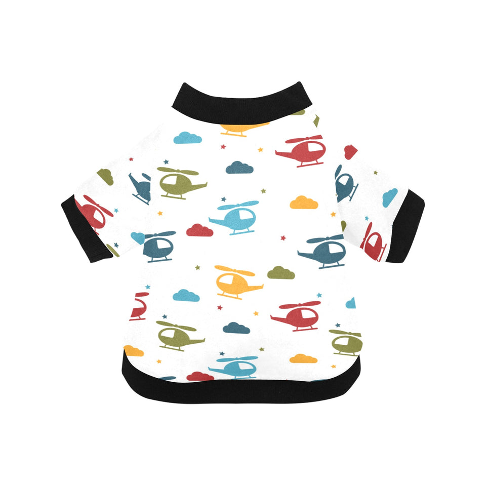 Colorful helicopter pattern All Over Print Pet Dog Round Neck Fuzzy Shirt