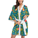 French fries red paper box pattern Women's Short Kimono Robe