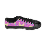 Moon pink rose background Men's Low Top Canvas Shoes Black
