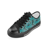 Anchor nautical green background Kids' Boys' Girls' Low Top Canvas Shoes Black