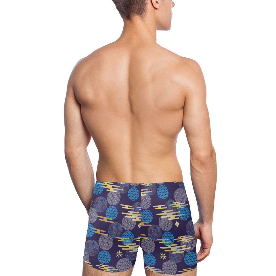 Blue japanese pattern cloud wave flower Men's Swimming Trunks