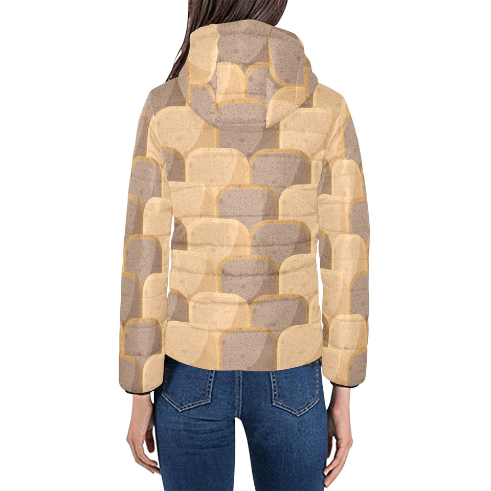 Bread Toast Pattern Print Design 04 Women's Padded Hooded Jacket