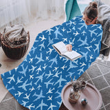 Airplane pattern in the sky Blanket Robe with Sleeves