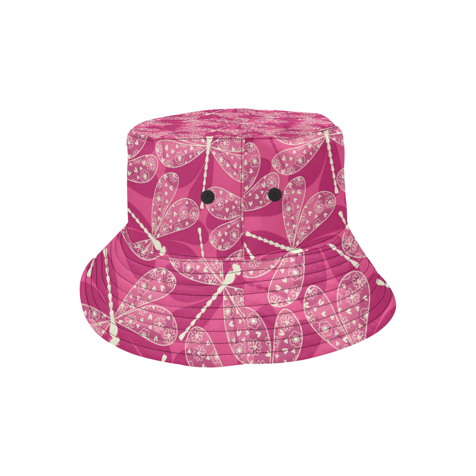 Beautiful dragonfly pink background Unisex Bucket Hat