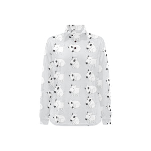 Bull Terrier Pattern Print Design 01 Women's Long Sleeve Polo Shirt