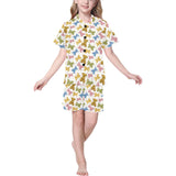 Teddy Bear Pattern Print Design 01 Kids' Boys' Girls' V-Neck Short Pajama Set