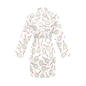Tennis Pattern Print Design 04 Women's Long Sleeve Belted Night Robe