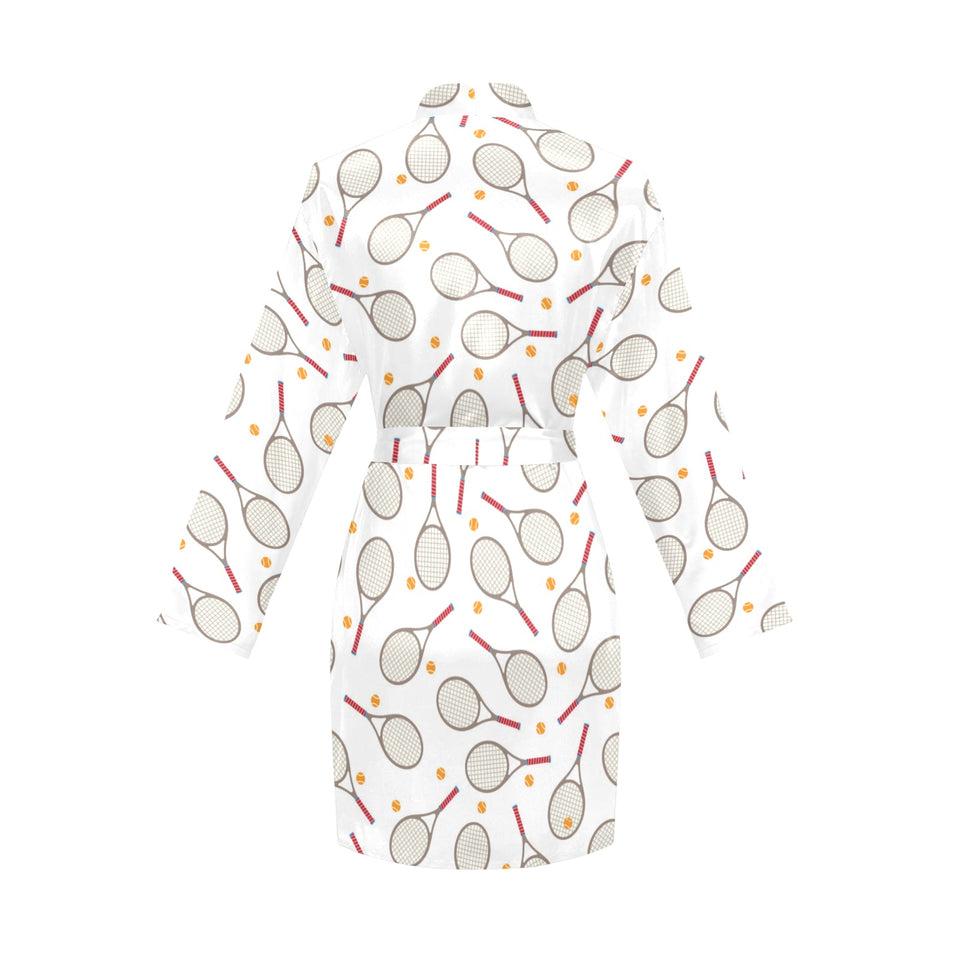 Tennis Pattern Print Design 04 Women's Long Sleeve Belted Night Robe