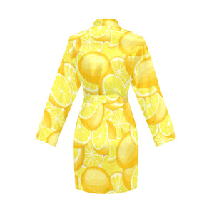 lemon pattern Women's Long Sleeve Belted Night Robe