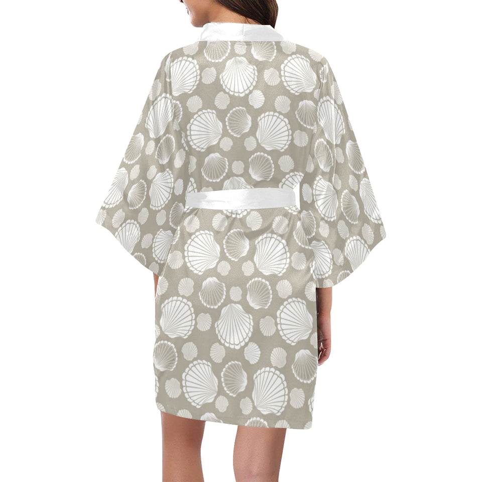 Scallop shell pattern Women's Short Kimono Robe