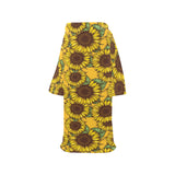 Sunflower pattern Blanket Robe with Sleeves