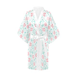 Clock time pattern blackground Women's Short Kimono Robe