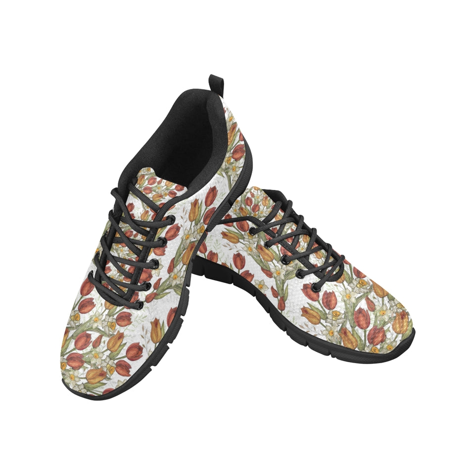 Red tulips and daffodils pattern Men's Sneaker Shoes