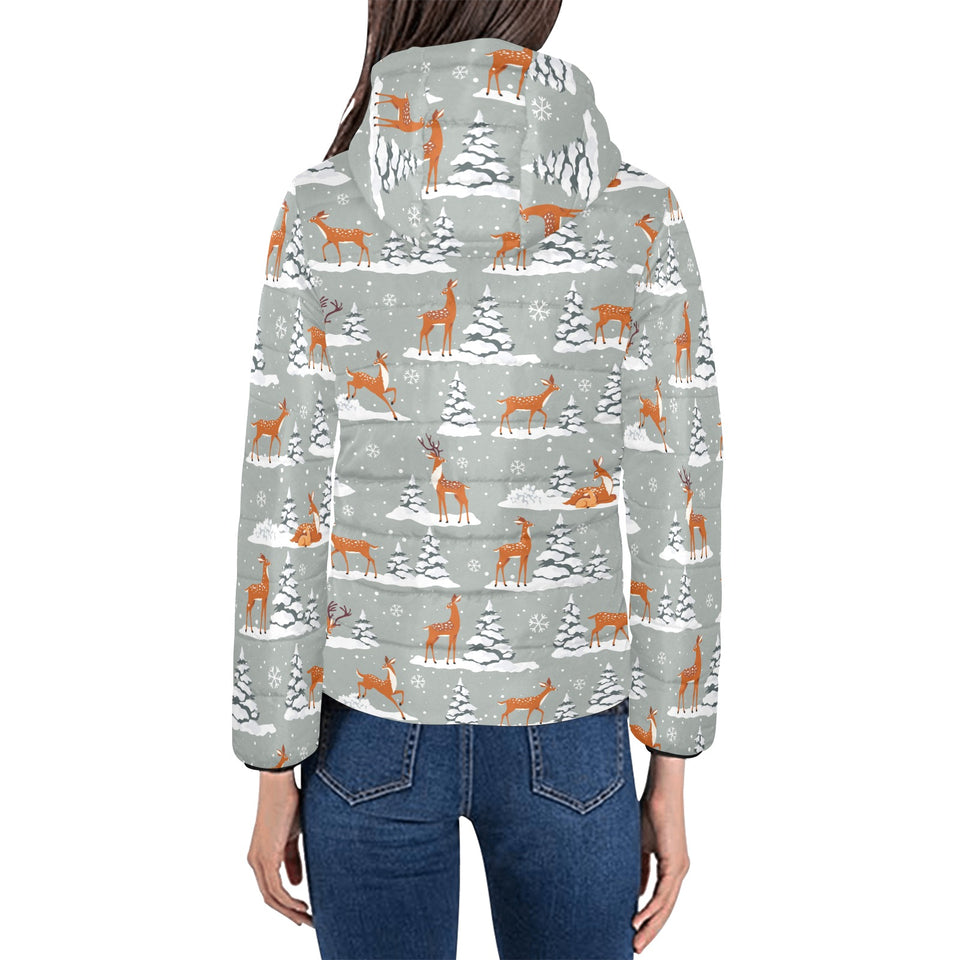 Beautiful deers Winter Christmas Women's Padded Hooded Jacket