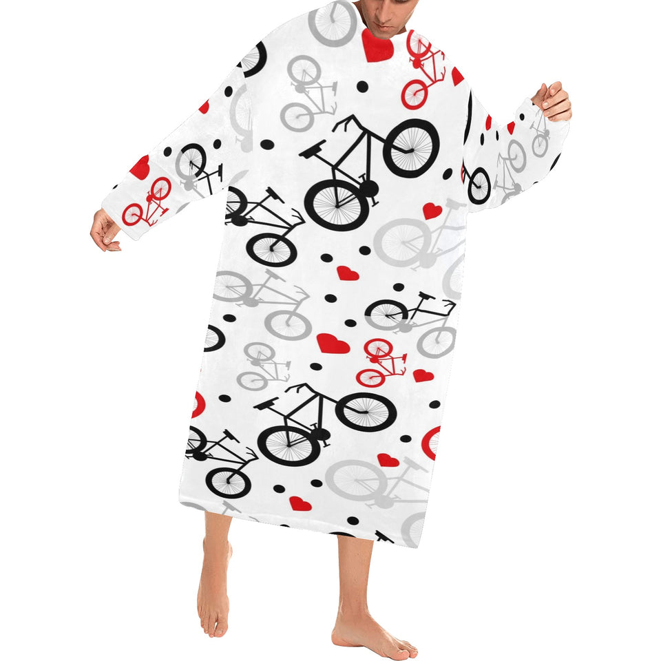 Bicycle Pattern Print Design 04 Blanket Robe with Sleeves