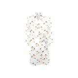 Jack Russel Pattern Print Design 05 Men's Long Sleeve Belted Night Robe