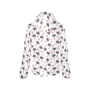 Ostrich Pattern Print Design 02 Women's Padded Hooded Jacket