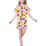 Passion fruit design pattern Kids' Boys' Girls' V-Neck Short Pajama Set