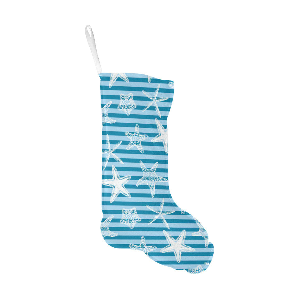Starfish blue blackground Christmas Stocking
