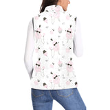 Poodle dog rose cake pattern Women's Padded Vest