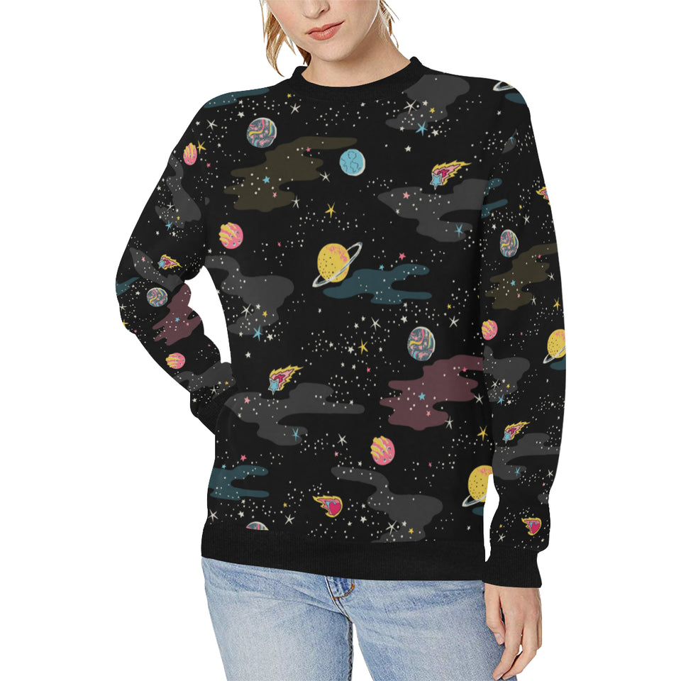 space pattern Women's Crew Neck Sweatshirt