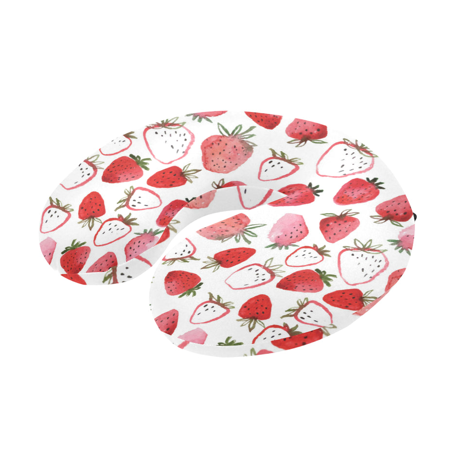 watercolor hand drawn beautiful strawberry pattern U-Shaped Travel Neck Pillow