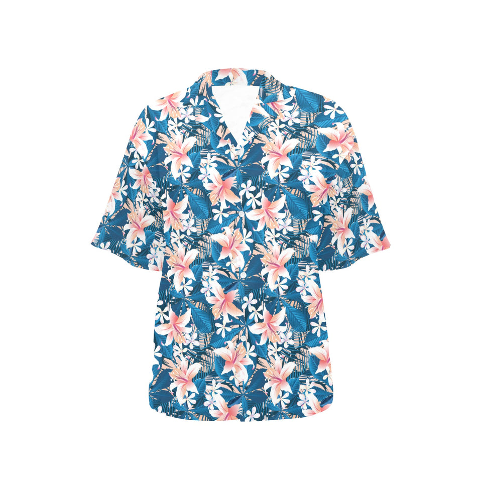 Hibiscus Pattern Print Design 02 Women's All Over Print Hawaiian Shirt