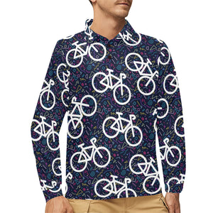 Bicycle Pattern Print Design 03 Men's Long Sleeve Polo Shirt