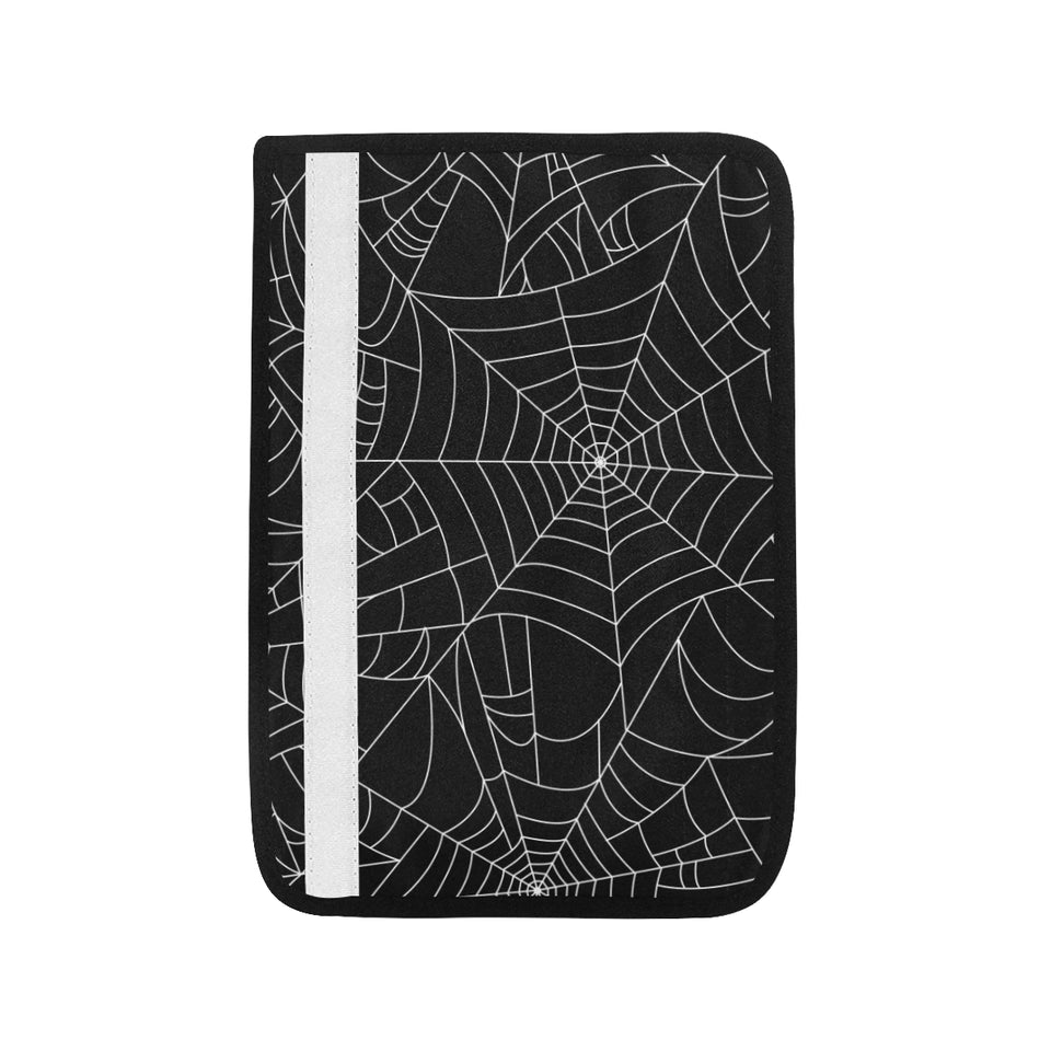 Spider web pattern Black background white cobweb Car Seat Belt Cover