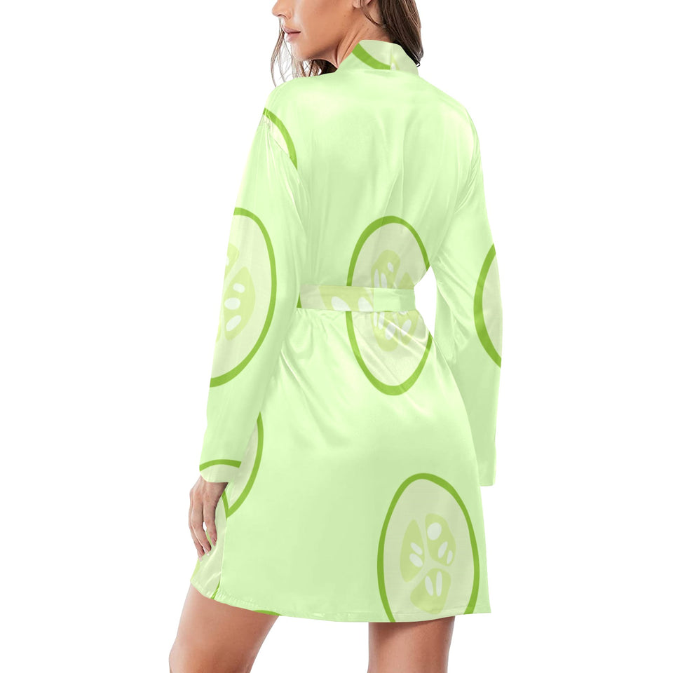 Cucumber pattern Women's Long Sleeve Belted Night Robe
