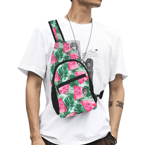 Watermelons tropical palm leaves pattern All Over Print Chest Bag